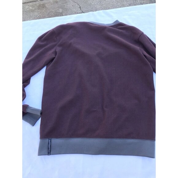 VANS Poly Cotton Button Up Cardigan Sweater Maroon Gray Men’s L Retro Jacket EUC - Picture 12 of 14